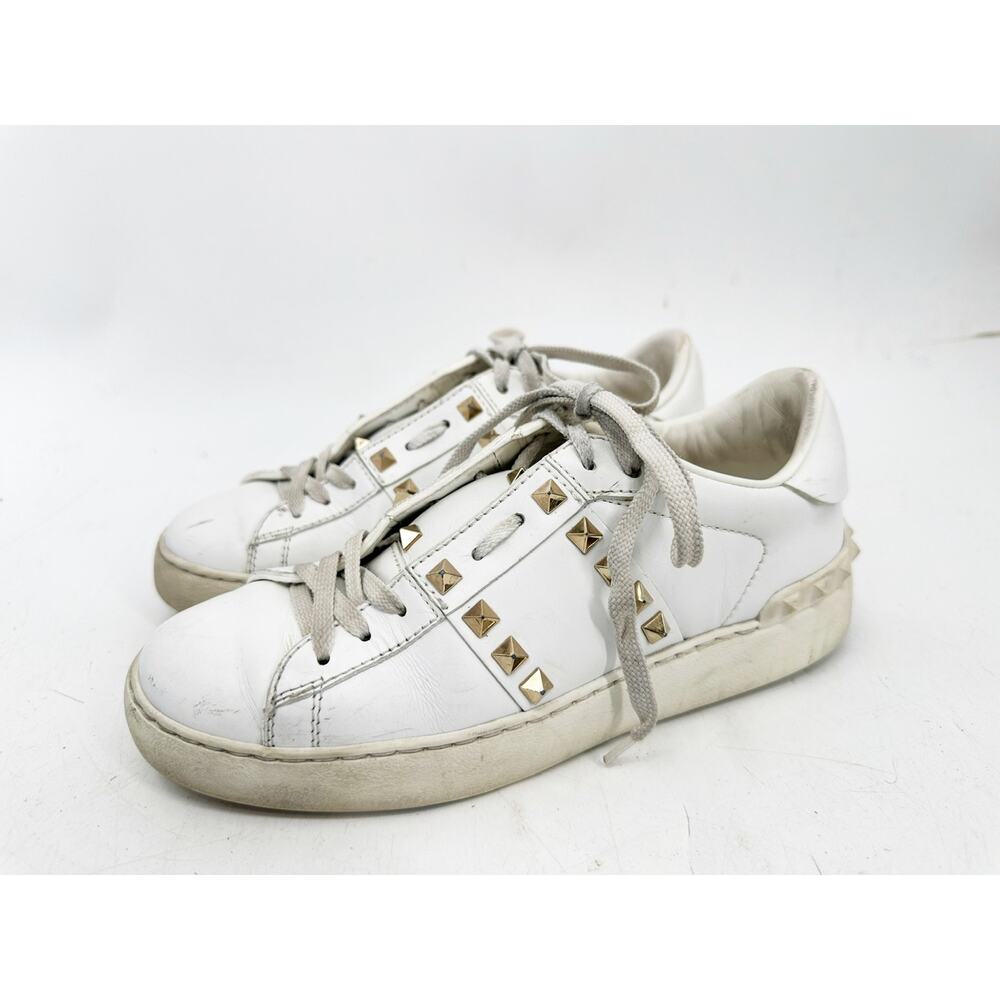 Valentino Garavani Rockstud Leather Sneakers Women Size 36‎ White EXCELLENT